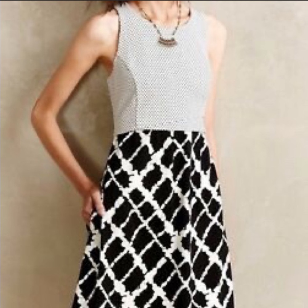 Anthropologie, black and white dress. Never worn